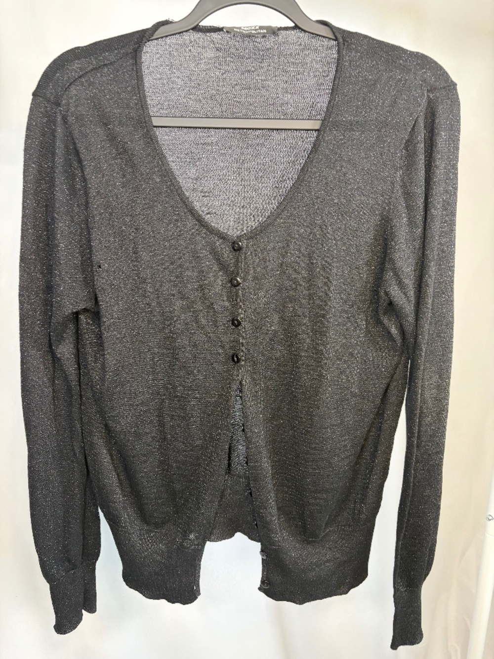 Mexx Metropolitan Black Shimmer Knit Cardigan Women's Lightweight V-Neck